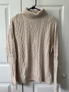 Pria Cream Cable Knit Turtleneck Sweater - Women's Size XL